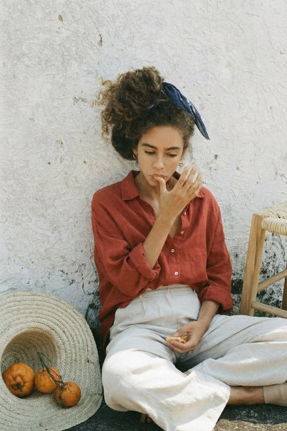 Oversized Long Sleeve Linen Shirt - SOFIJA