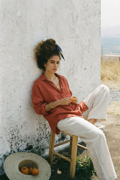 Oversized Long Sleeve Linen Shirt - SOFIJA
