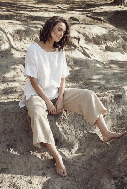 Oversized Boxy Linen Tunic Top