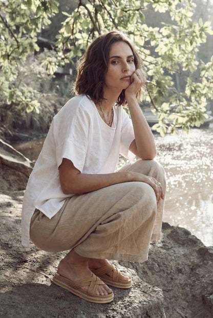 Oversized Boxy Linen Tunic Top